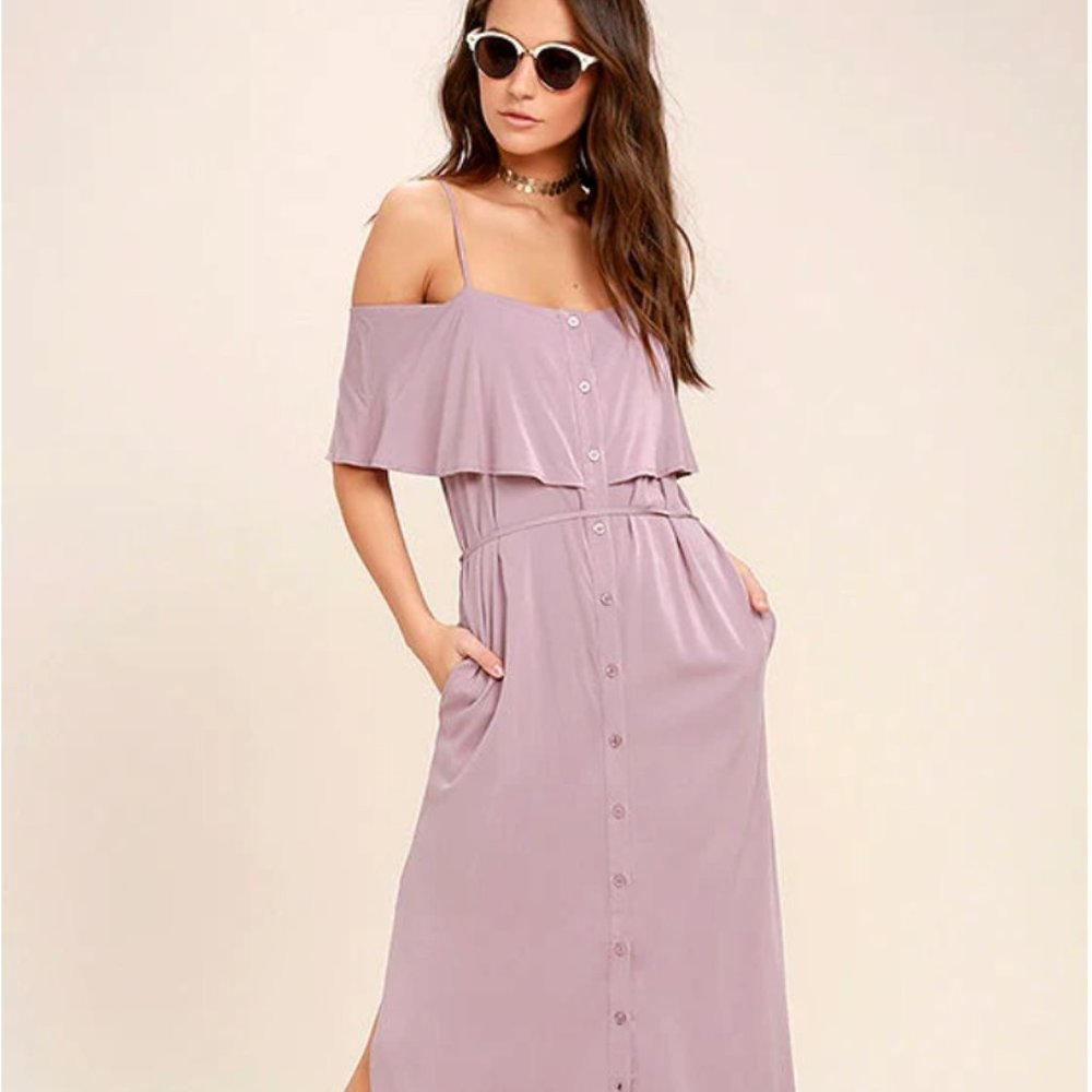 Life's Wonders Mauve Off-the-Shoulder Maxi Dress